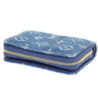 Louis Vuitton Portefeuille Lou Bifold Wallet Monogram Denim Blue Gold Included — view 4