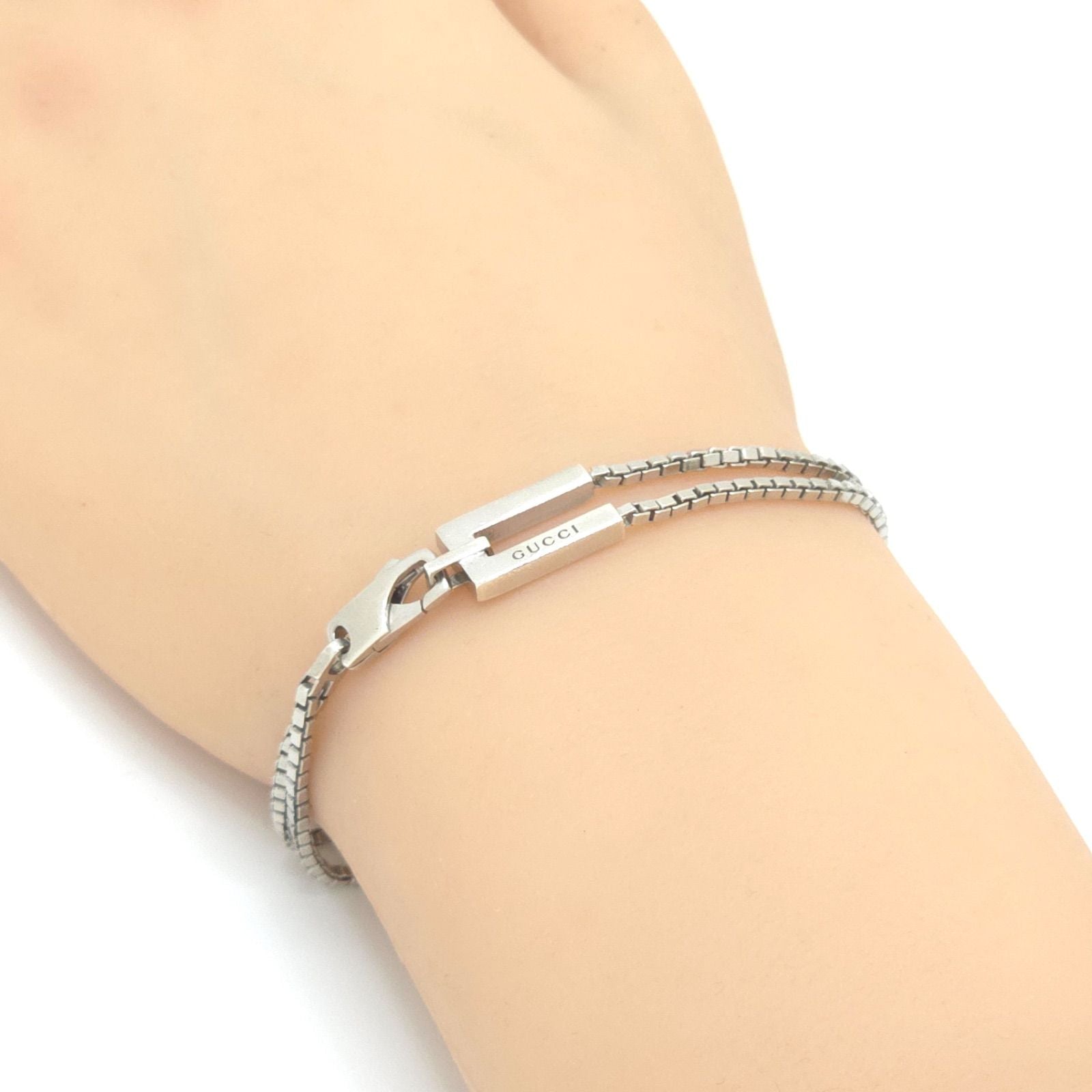 Gucci Logo Venetian Double Chain Bracelet 16 Sterling Silver — view 2