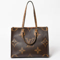 Louis Vuitton Monogram Giant Reverse On The Go MM Tote Bag Brown