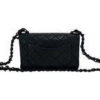 Chanel Bagged Vintage Quilted CC Logo Lambskin Chain Shoulder Bag Black — view 3