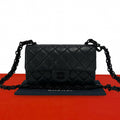 Chanel Bagged Vintage Quilted CC Logo Lambskin Chain Shoulder Bag Black