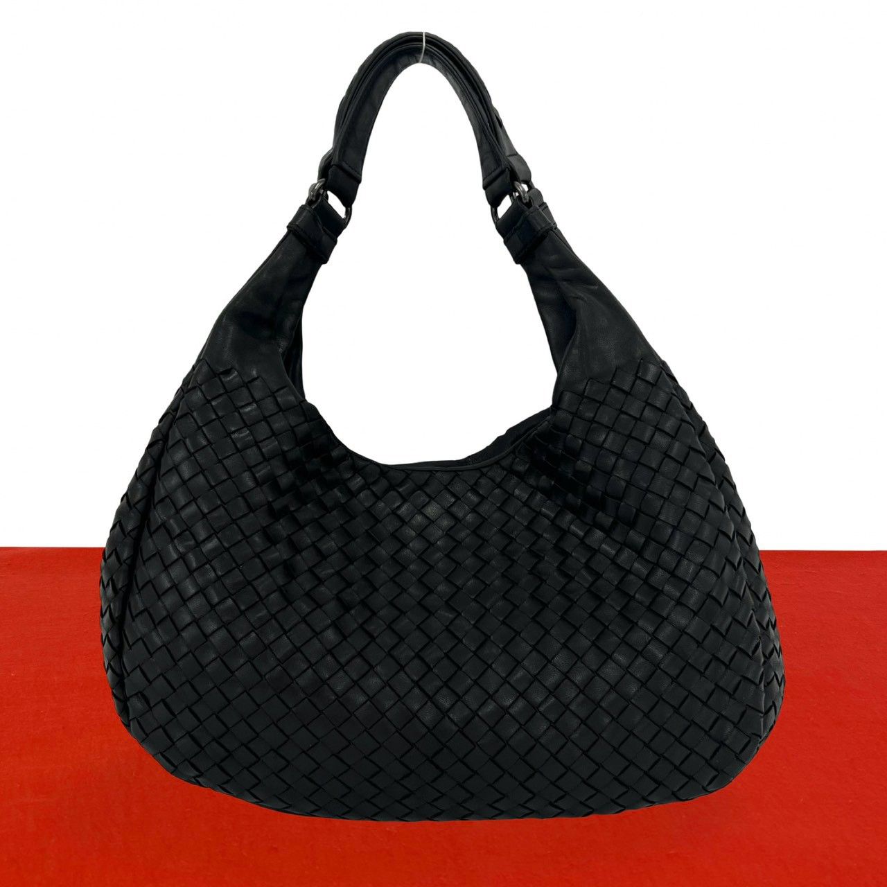 Bottega Veneta Vintage Campana Intrecht Leather Tote Black
