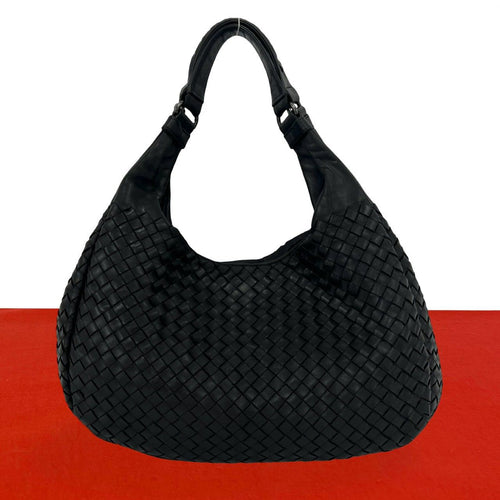 Bottega Veneta Vintage Campana Intrecht Leather Tote Black