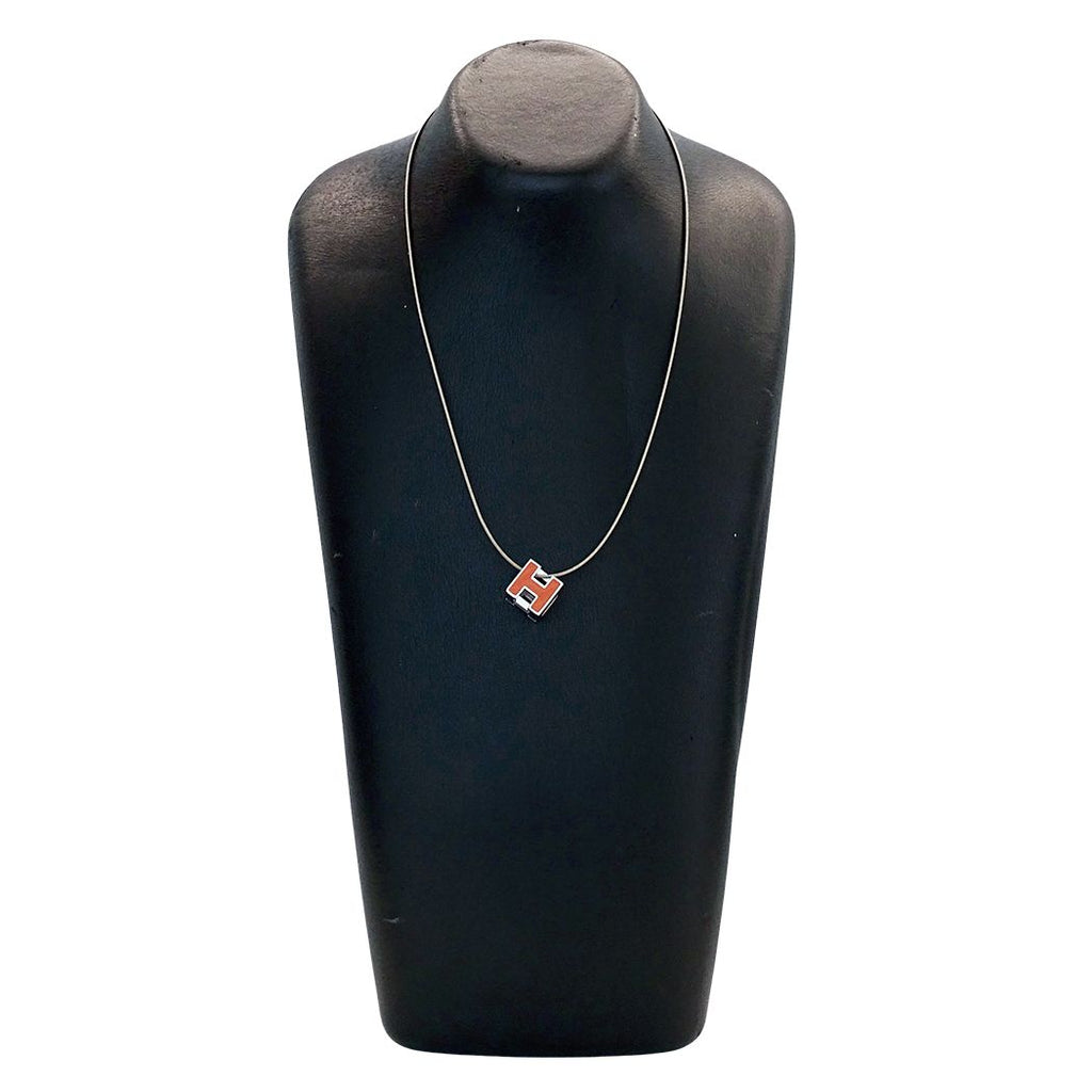 Hermes Necklace Caged Ash H-cube Orange Silver — view 6
