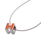 Hermes Necklace Caged Ash H-cube Orange Silver