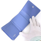 Chanel Flap Wallet Tri Foldwallet Quilted CC Logo Caviar Leather Blue Silver — view 4