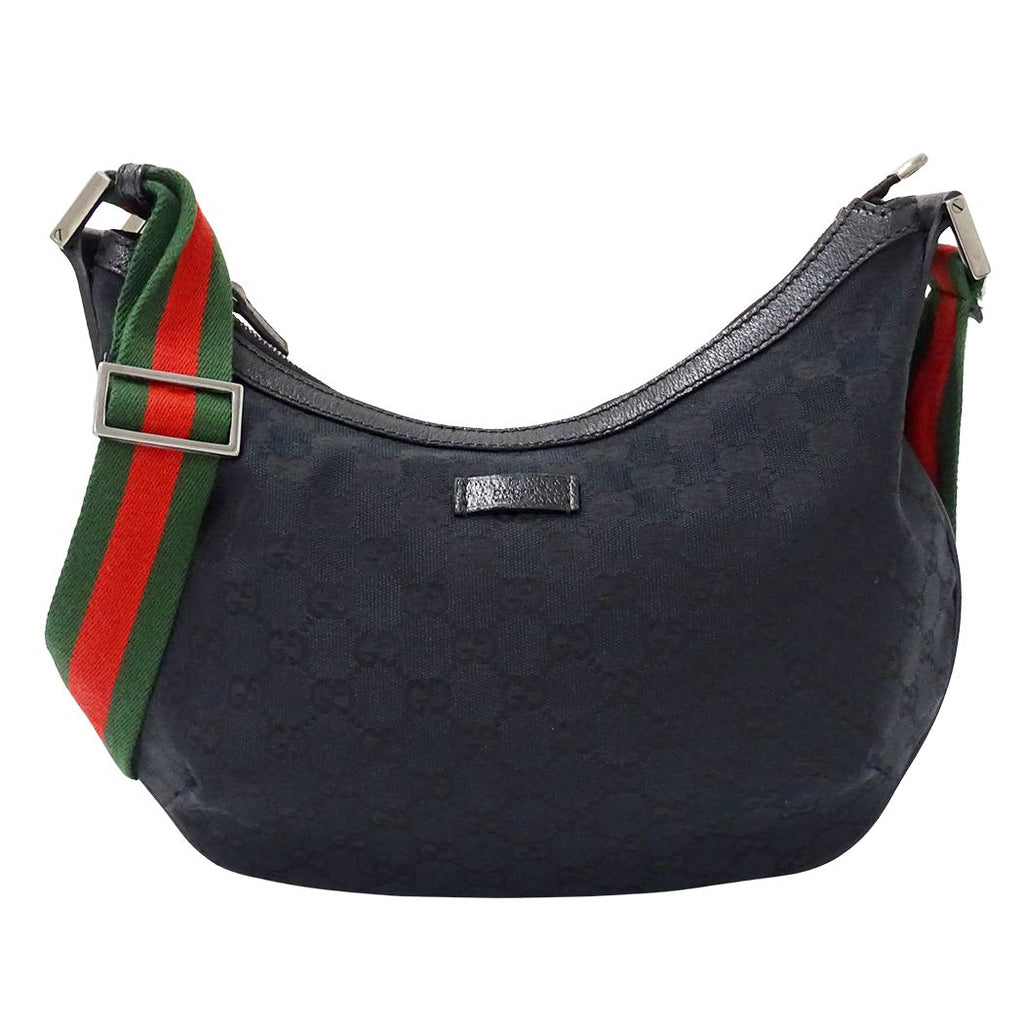 Gucci Shoulder Bag GG Canvas Sherry Black