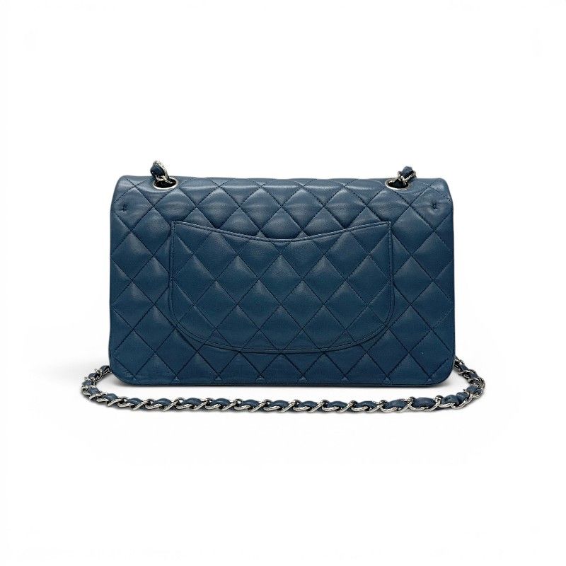 Chanel Shoulder Bag Lambskin Blue Silver CC Logo Quilted 25 Turnlock Double — view 3