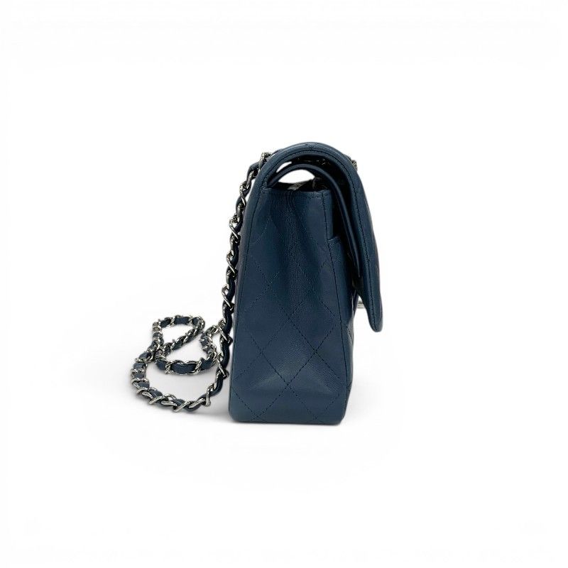 Chanel Shoulder Bag Lambskin Blue Silver CC Logo Quilted 25 Turnlock Double — view 2