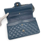 Chanel Shoulder Bag Lambskin Blue Silver CC Logo Quilted 25 Turnlock Double — view 6