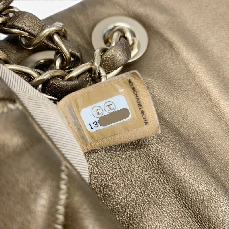Chanel Shoulder Bag Brown Gold Quilted CC Logo Bubble Quilt Double Chain — view 8