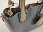 Dior Addict Blue Beige Leather 2-Way Shoulder Bag Logo Charm Gold — view 7