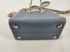 Dior Addict Blue Beige Leather 2-Way Shoulder Bag Logo Charm Gold — view 3