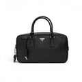 Prada Handbag Black Silver Saffiano Triangle Logo