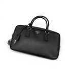 Prada Handbag Black Silver Saffiano Triangle Logo — view 5