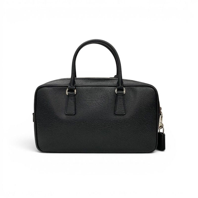 Prada Handbag Black Silver Saffiano Triangle Logo — view 3