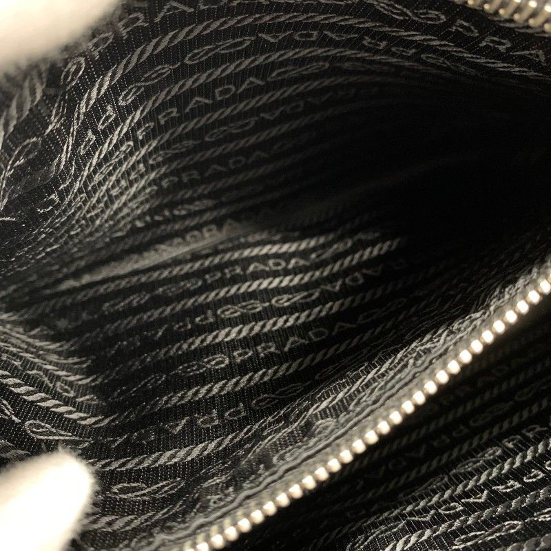 Prada Handbag Black Silver Saffiano Triangle Logo — view 8