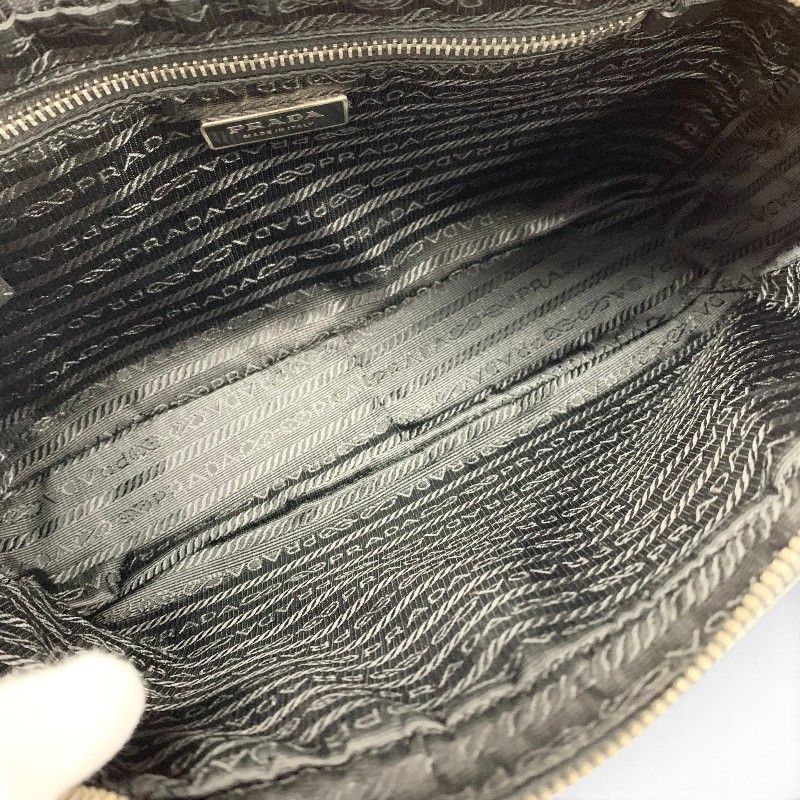 Prada Handbag Black Silver Saffiano Triangle Logo — view 6