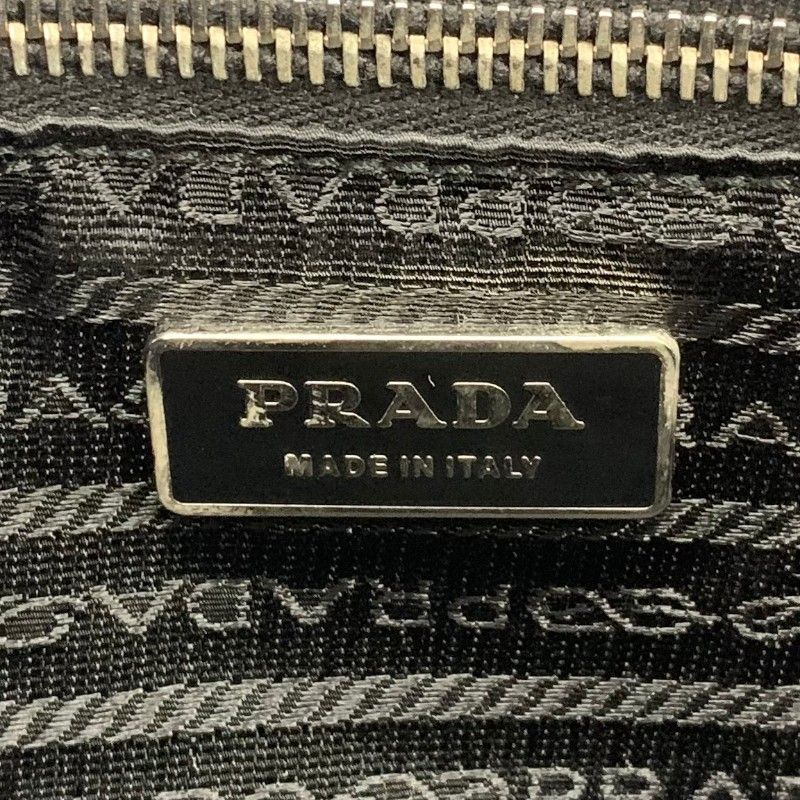 Prada Handbag Black Silver Saffiano Triangle Logo — view 7
