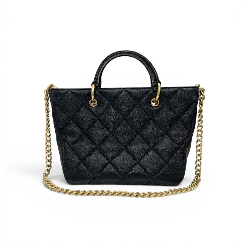 Chanel Shoulder Bag Black Gold Quilted CC Logo Chain 2-Way — view 3