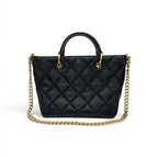 Chanel Shoulder Bag Black Gold Quilted CC Logo Chain 2-Way — view 3