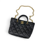 Chanel Shoulder Bag Black Gold Quilted CC Logo Chain 2-Way — view 5