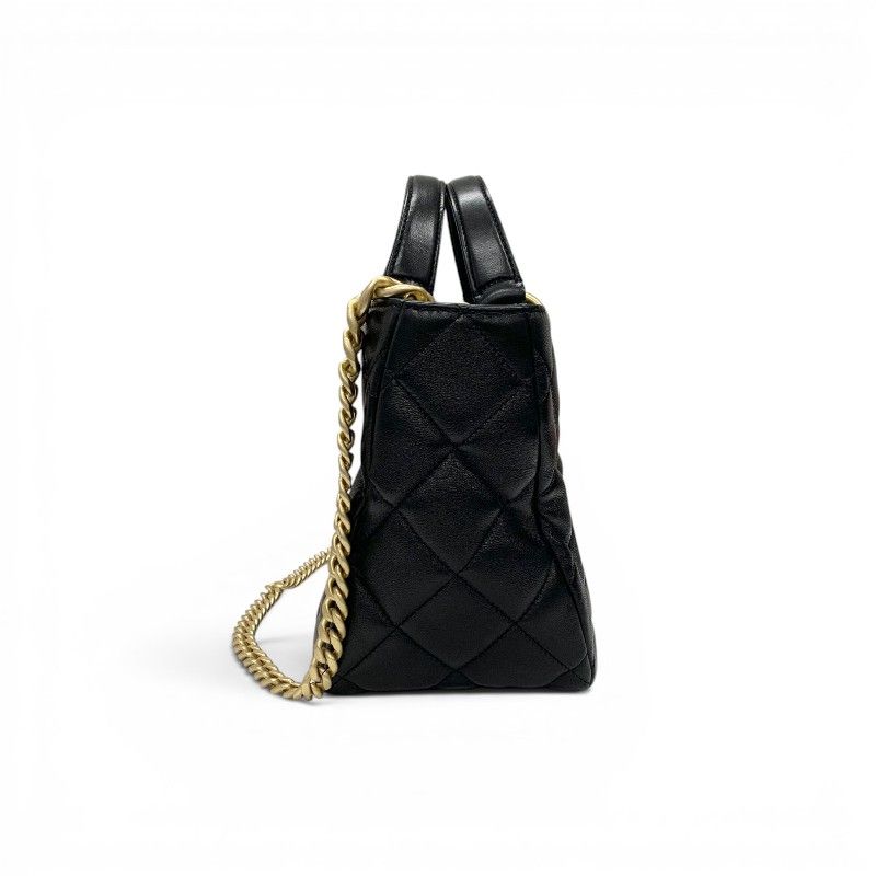 Chanel Shoulder Bag Black Gold Quilted CC Logo Chain 2-Way — view 2