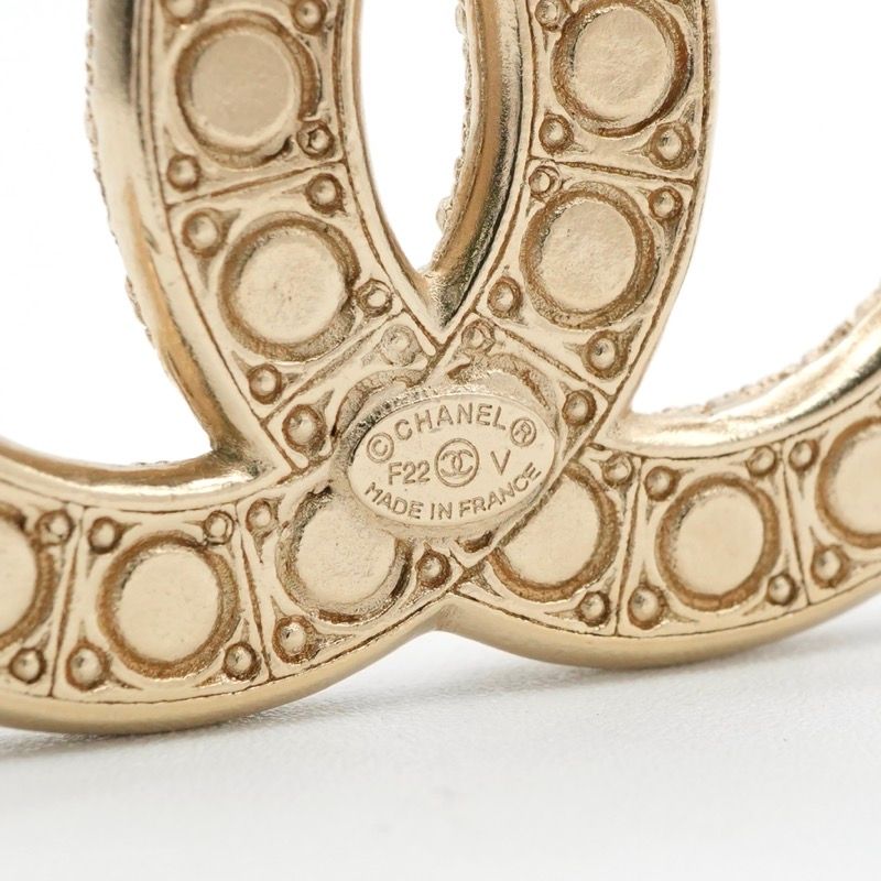 Chanel Brooch Corsage Gold CC Logo Rhinestone — view 5