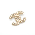 Chanel Brooch Corsage Gold CC Logo Rhinestone