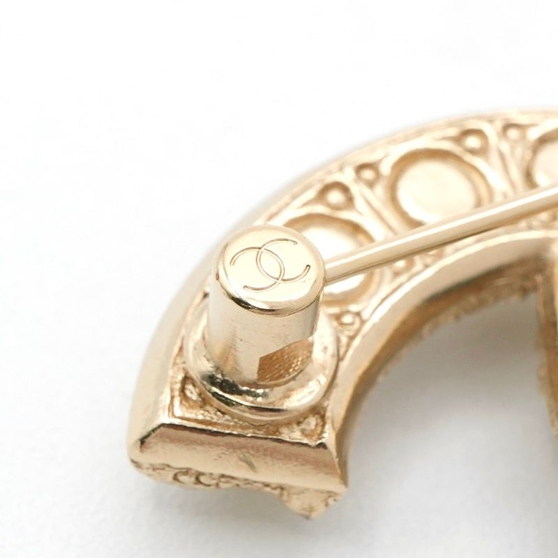 Chanel Brooch Corsage Gold CC Logo Rhinestone — view 6