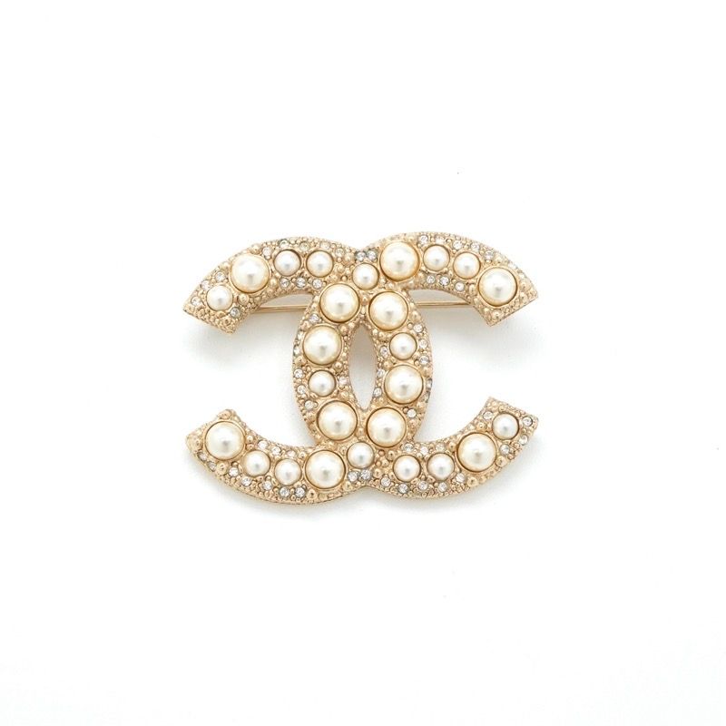 Chanel Brooch Corsage Gold CC Logo Rhinestone — view 2