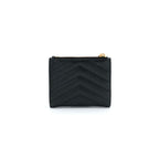 Saint Laurent Wallet Bifold Mini Black Gold Zip Stitch YSL Logo Quilted — view 3