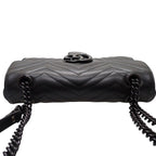 Gucci GG Marmont Small Shoulder Bag 2-Way Calfskin So Black Monochrome Included — view 6