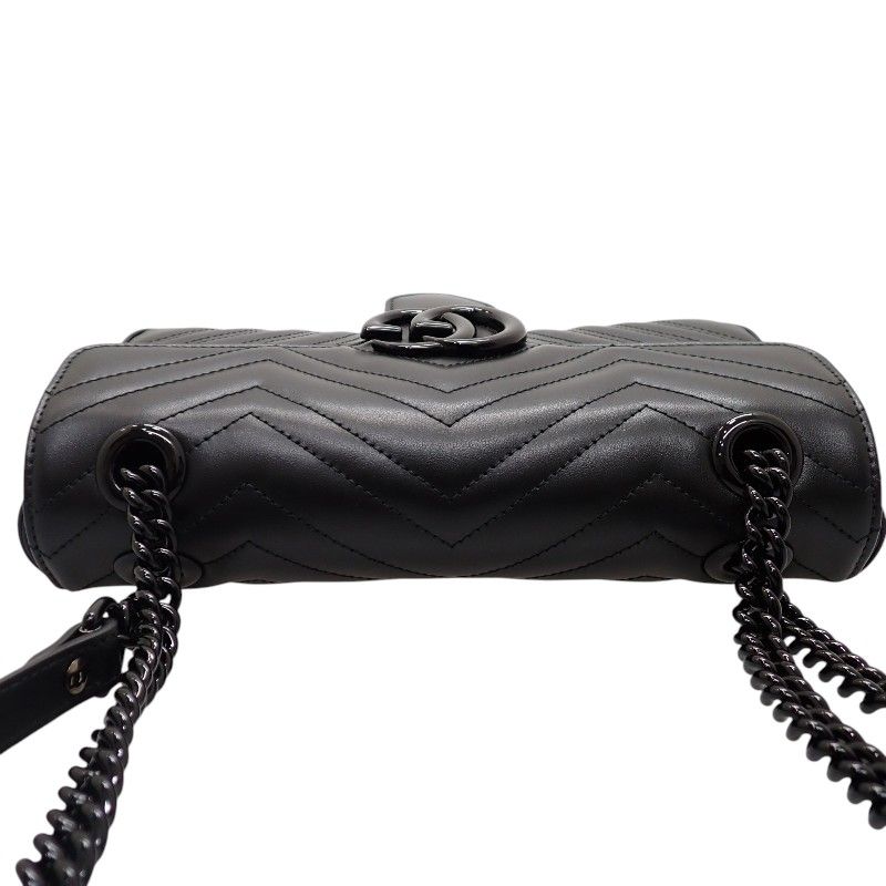 Gucci GG Marmont Small Shoulder Bag 2-Way Calfskin So Black Monochrome Included — view 6