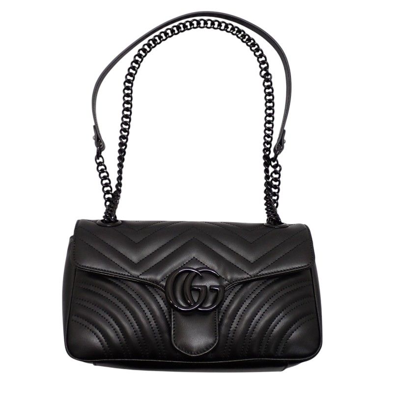 Gucci GG Marmont Small Shoulder Bag 2-Way Calfskin So Black Monochrome Included