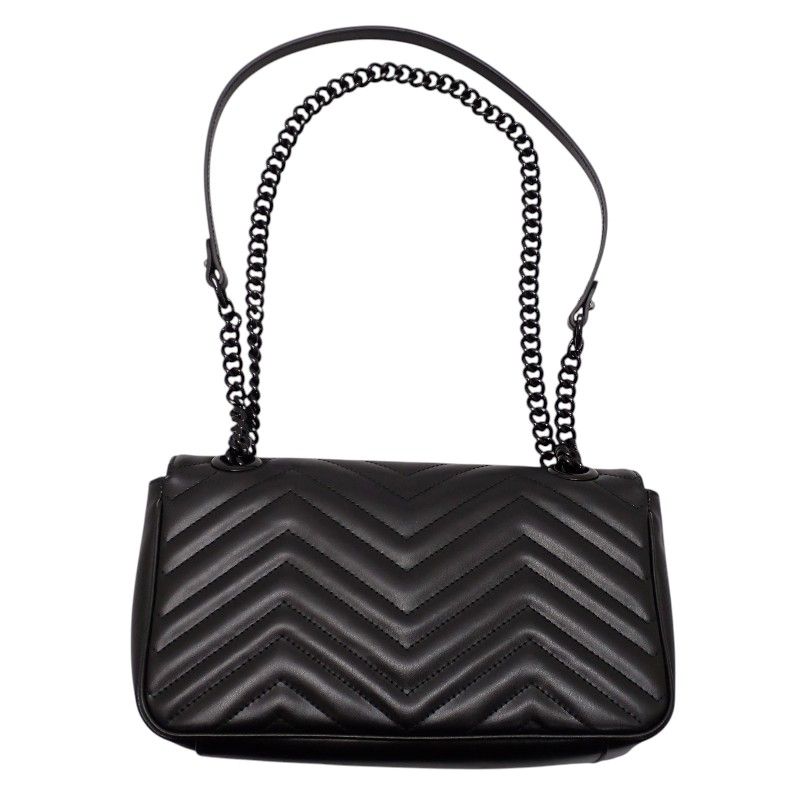 Gucci GG Marmont Small Shoulder Bag 2-Way Calfskin So Black Monochrome Included — view 2