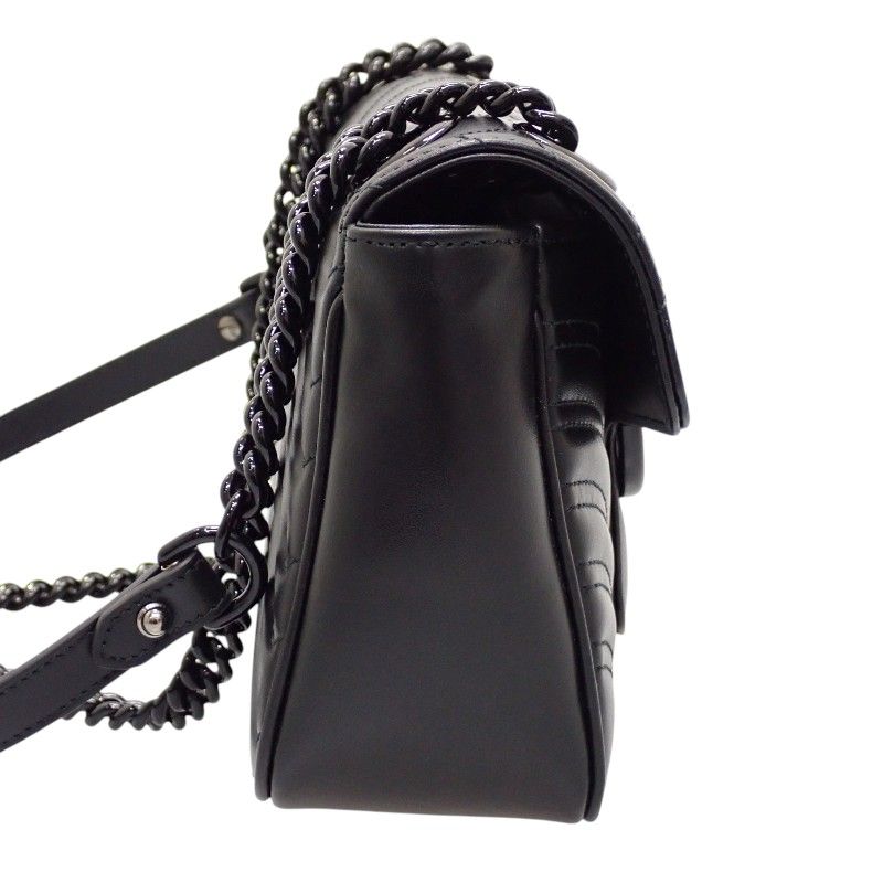 Gucci GG Marmont Small Shoulder Bag 2-Way Calfskin So Black Monochrome Included — view 4