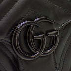 Gucci GG Marmont Small Shoulder Bag 2-Way Calfskin So Black Monochrome Included — view 8