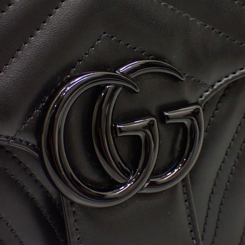 Gucci GG Marmont Small Shoulder Bag 2-Way Calfskin So Black Monochrome Included — view 8