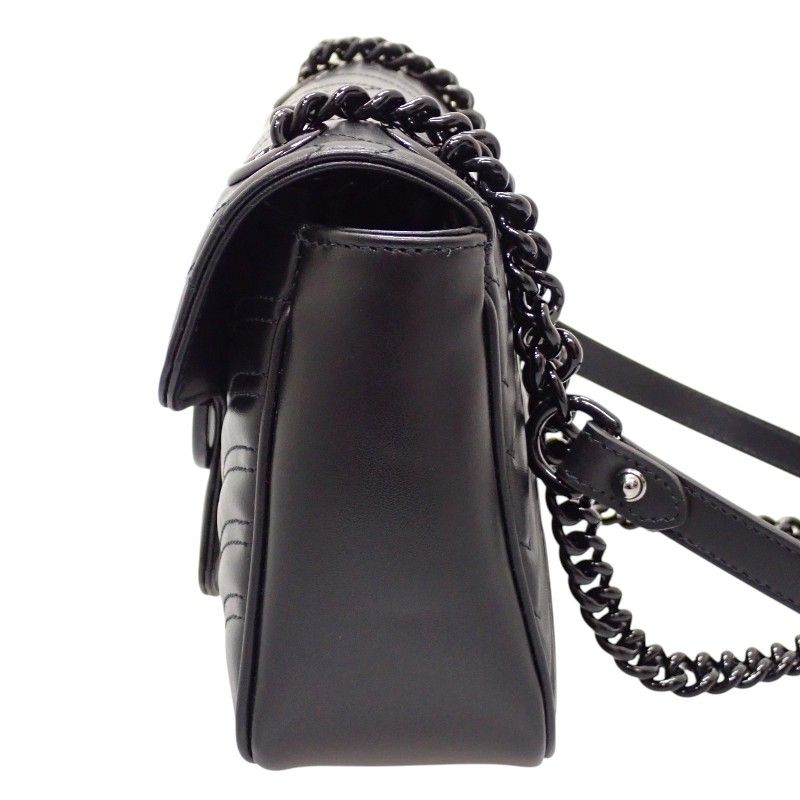 Gucci GG Marmont Small Shoulder Bag 2-Way Calfskin So Black Monochrome Included — view 5