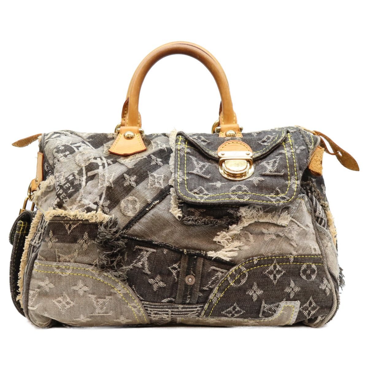 Louis Vuitton Monogram Denim Patchwork Black Speed 30 Boston