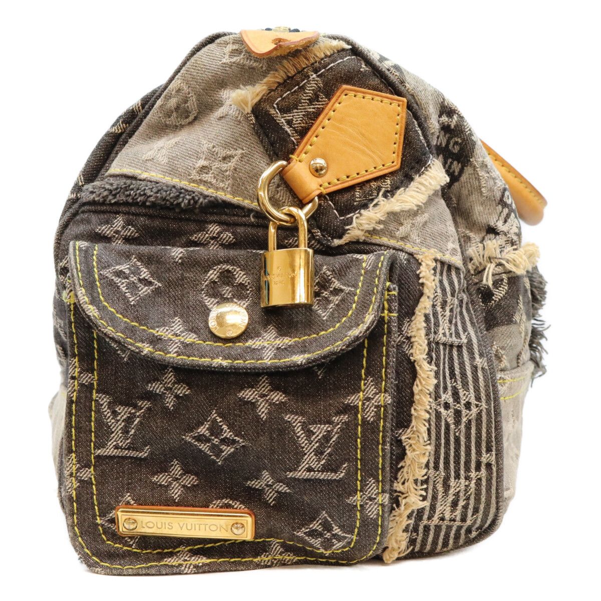 Louis Vuitton Monogram Denim Patchwork Black Speed 30 Boston — view 4