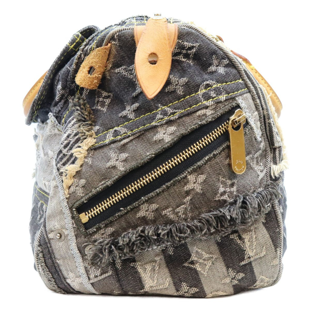 Louis Vuitton Monogram Denim Patchwork Black Speed 30 Boston — view 2