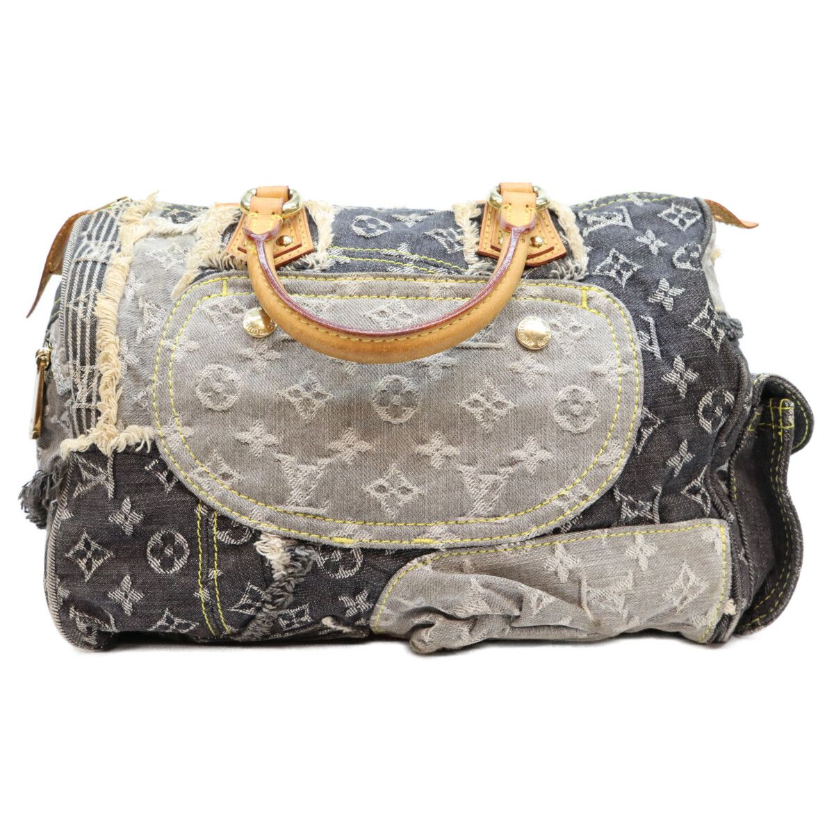 Louis Vuitton Monogram Denim Patchwork Black Speed 30 Boston — view 3
