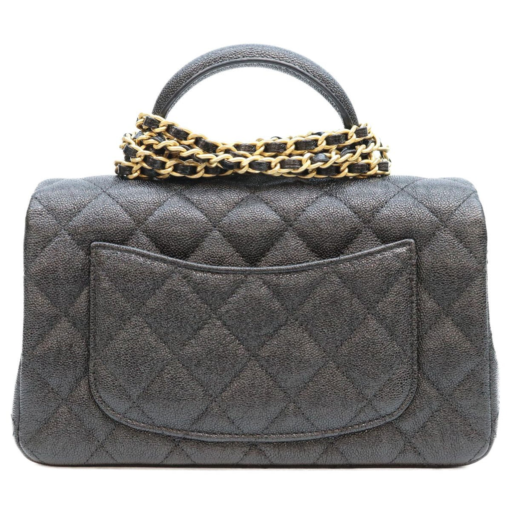 Chanel Black Caviar Gold Top Handle Mini Quilted 20 — view 3