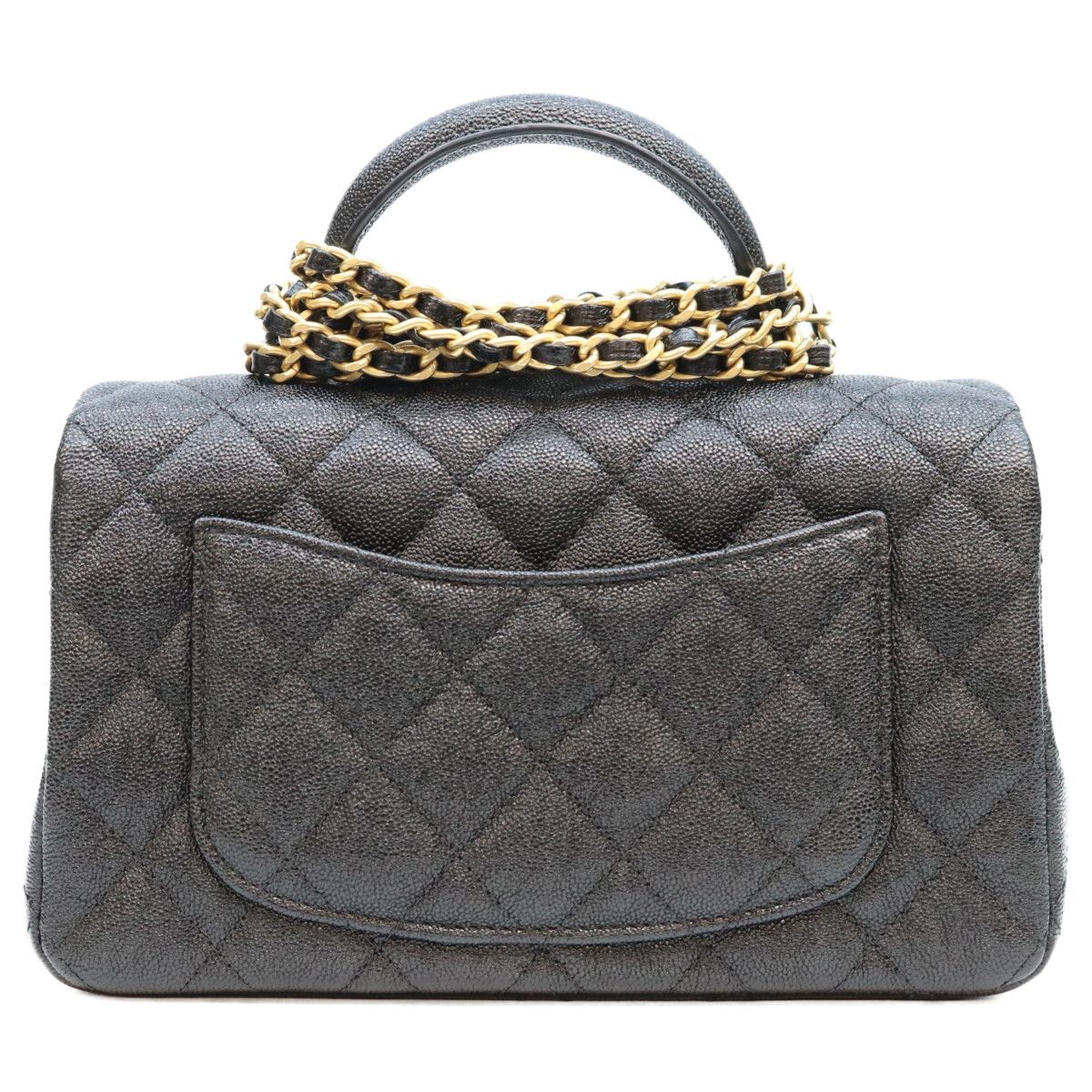 Chanel Black Caviar Gold Top Handle Mini Quilted 20 — view 3