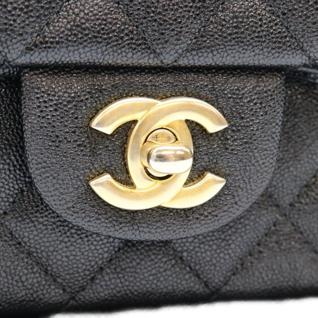 Chanel Black Caviar Gold Top Handle Mini Quilted 20 — view 6