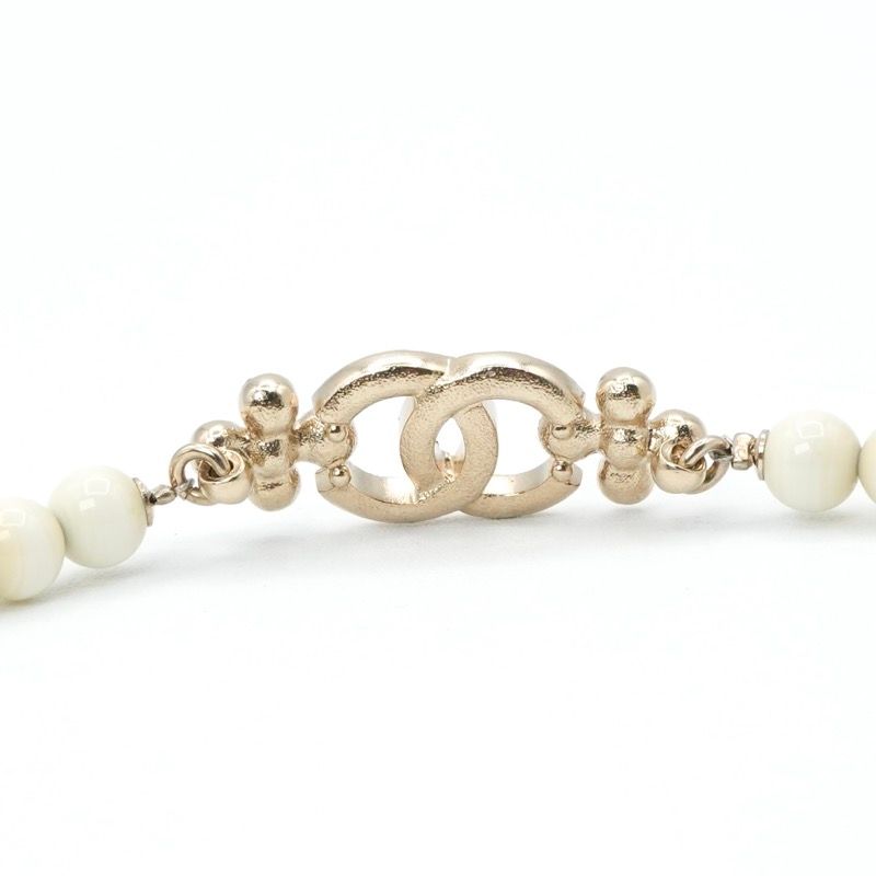 Chanel Pendant Choker Gold White CC Logo Rhinestone — view 4