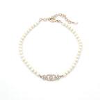 Chanel Pendant Choker Gold White CC Logo Rhinestone — view 2