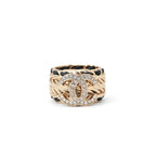 Chanel Ring Gold CC Logo Rhinestone Leather — view 2